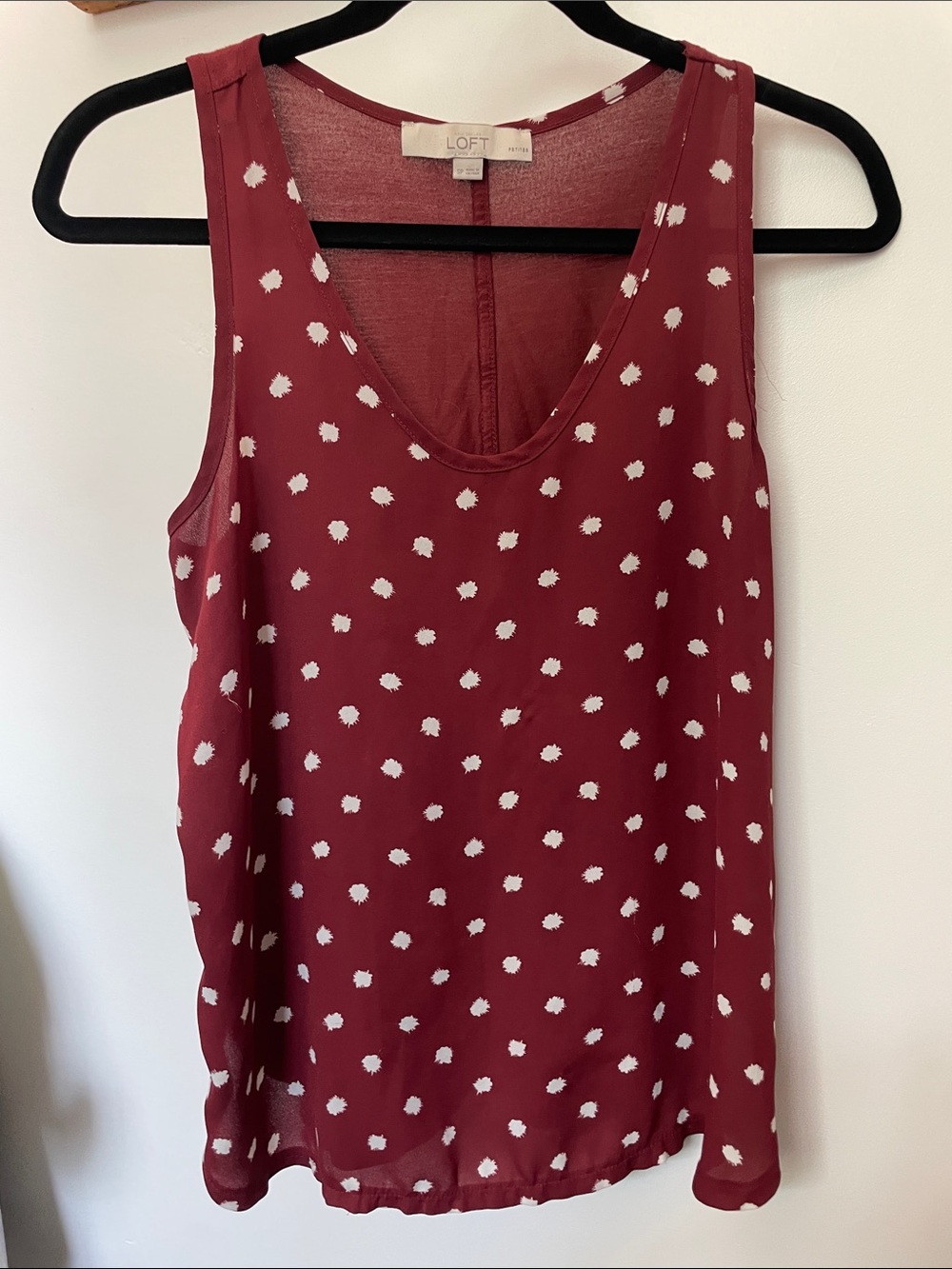 LOFT Burgundy Polka Dot Sleeveless Camisole